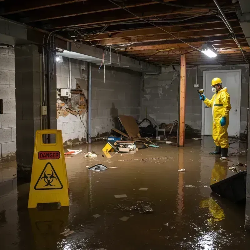 Flooded Basement Electrical Hazard in Newark, IL Property